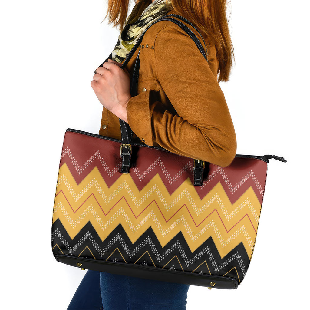 Kaokao Maori Tukutuku Inspired New Zealand Leather Tote Bag LT14 Multicolor - Polynesian Pride
