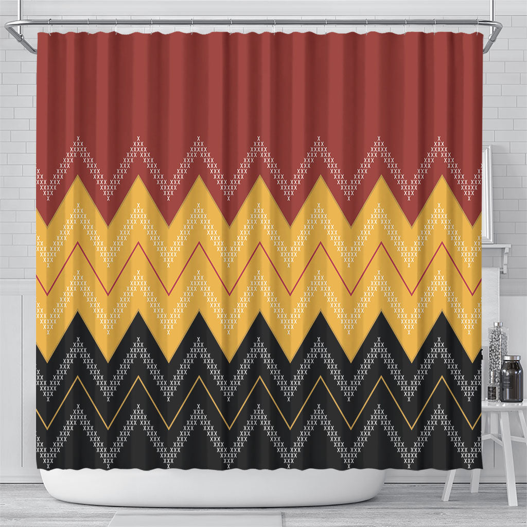 Kaokao Maori Tukutuku Inspired New Zealand Shower Curtain LT14 - Polynesian Pride