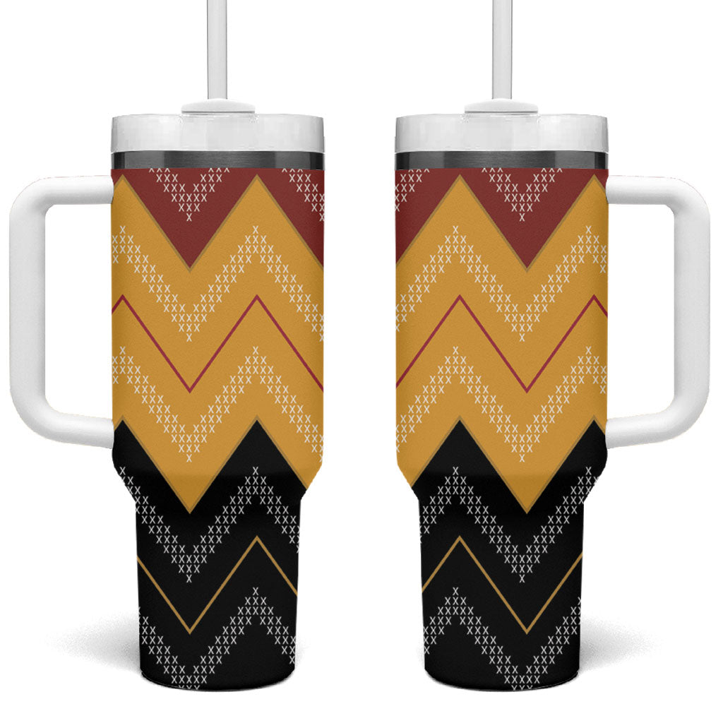 Kaokao Maori Tukutuku Inspired New Zealand Tumbler With Handle LT14 One Size: 40 oz Multicolor - Polynesian Pride