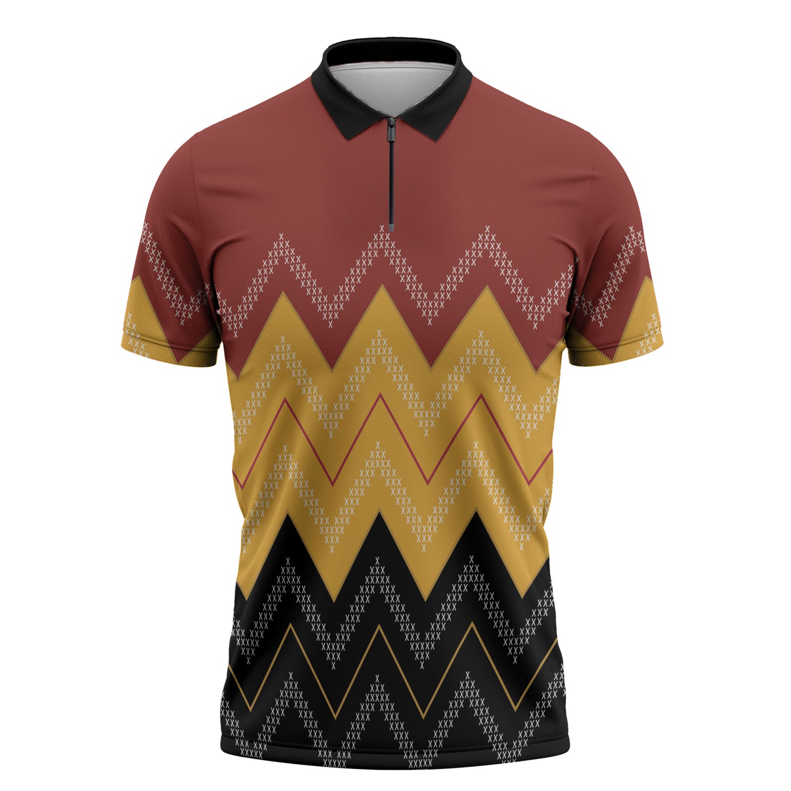 Kaokao Maori Tukutuku Inspired New Zealand Zipper Polo Shirt