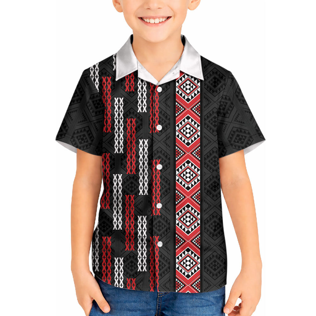 Roimata Toroa Maori Taniko Inspired New Zealand Kid Hawaiian Shirt LT14 Kid Black - Polynesian Pride