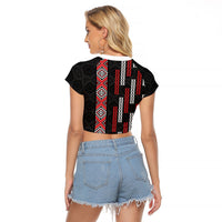 Roimata Toroa Maori Taniko Inspired New Zealand Raglan Cropped T Shirt LT14 - Polynesian Pride