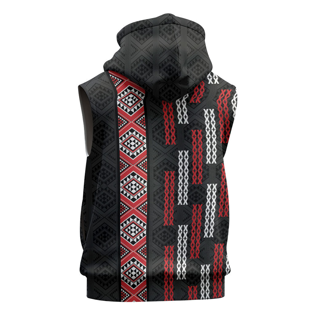 Roimata Toroa Maori Taniko Inspired New Zealand Sleeveless Hoodie LT14 - Polynesian Pride