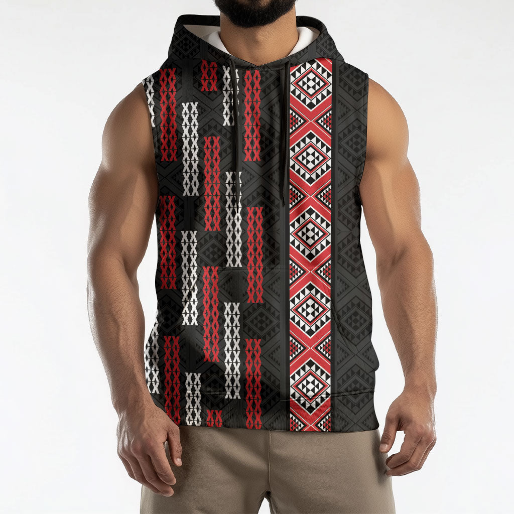 Roimata Toroa Maori Taniko Inspired New Zealand Sleeveless Hoodie LT14 - Polynesian Pride