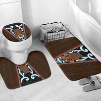 New Zealand Whakairo Bathroom Set Tiki Maori Carving Taniko Motifs LT14 Mat Set Only (3 pcs) One Size Multicolor - Polynesian Pride