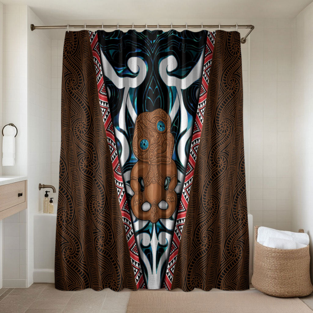 New Zealand Whakairo Bathroom Set Tiki Maori Carving Taniko Motifs LT14 Shower Curtain Only Multicolor - Polynesian Pride