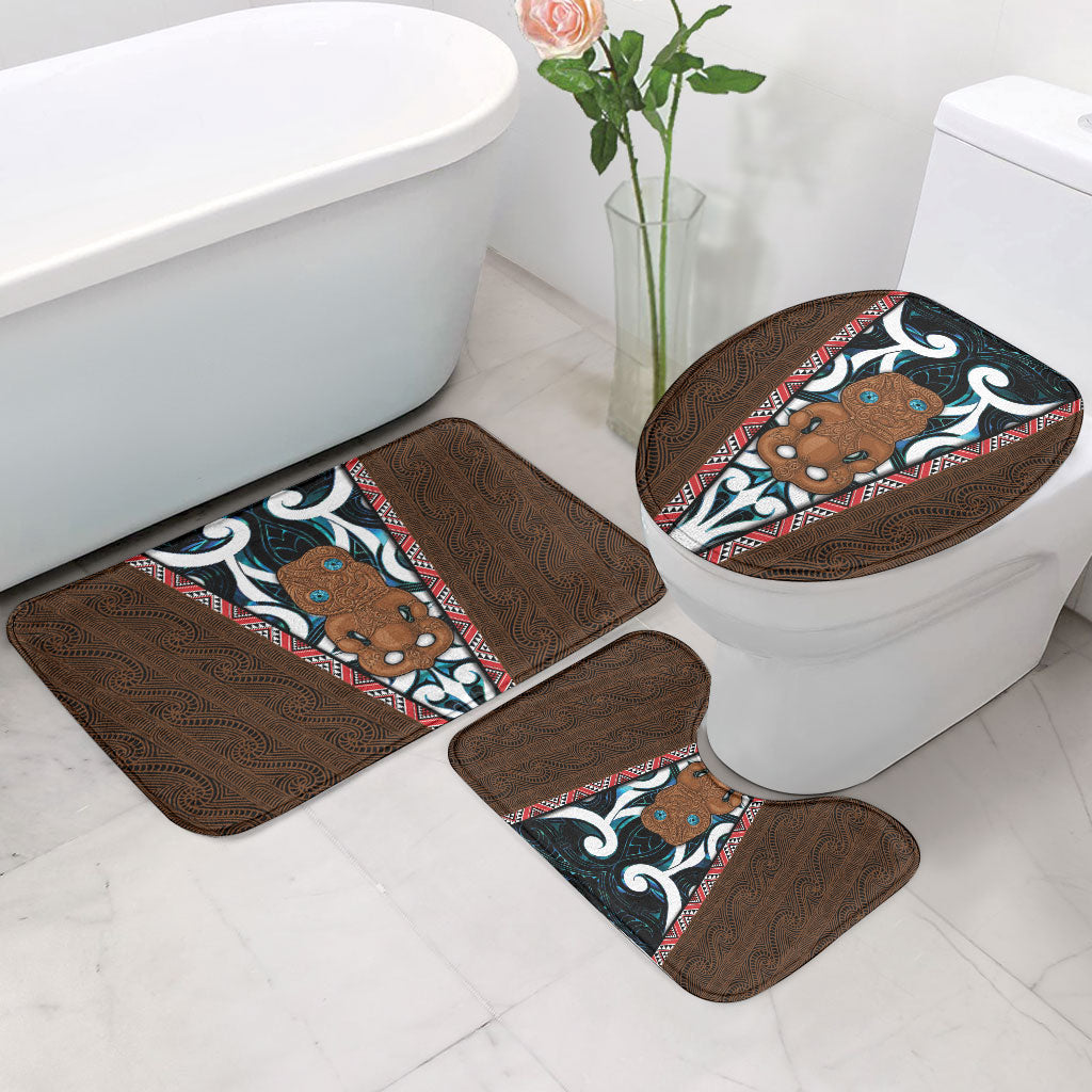 New Zealand Whakairo Bathroom Set Tiki Maori Carving Taniko Motifs LT14 - Polynesian Pride