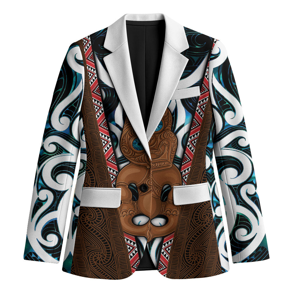 New Zealand Whakairo Blazer Tiki Maori Carving Taniko Motifs