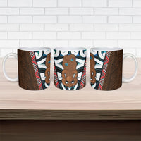 New Zealand Whakairo Ceramic Mug Tiki Maori Carving Taniko Motifs LT14 - Polynesian Pride