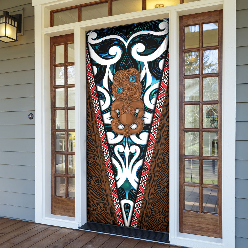New Zealand Whakairo Door Cover Tiki Maori Carving Taniko Motifs LT14 - Polynesian Pride