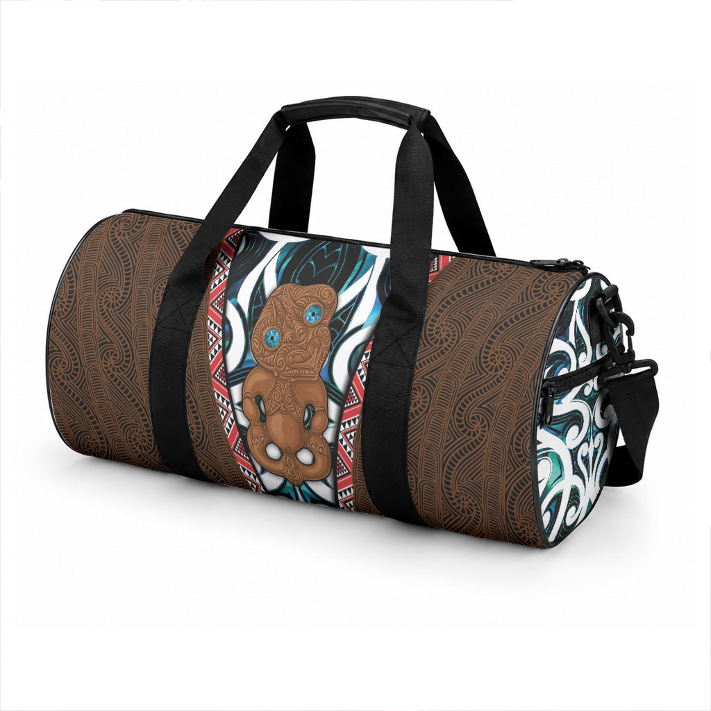 New Zealand Whakairo Duffle Bag Tiki Maori Carving Taniko Motifs
