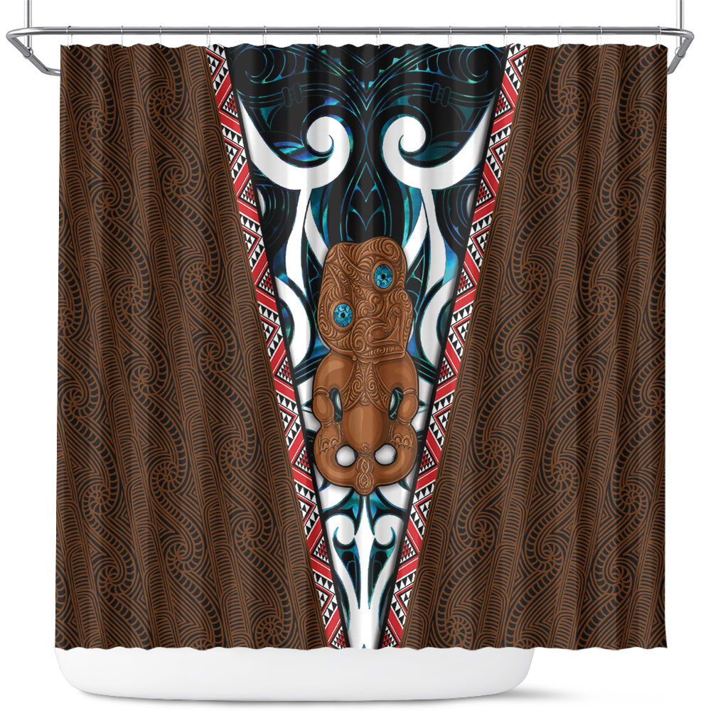 New Zealand Whakairo Shower Curtain Tiki Maori Carving Taniko Motifs LT14 Multicolor - Polynesian Pride