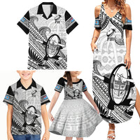 Fiji Tapa Rugby Family Matching Summer Maxi Dress and Hawaiian Shirt Flying Fijian 2023 World Cup With Dabbing Ball LT14 - Polynesian Pride