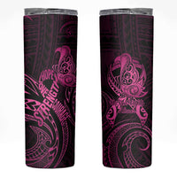 Polynesia Breast Cancer Awareness Skinny Tumbler No One Fights Alone Pink Ribbon With Butterfly LT14 Pink - Polynesian Pride