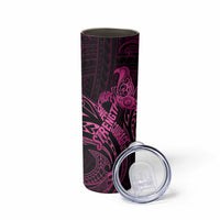 Polynesia Breast Cancer Awareness Skinny Tumbler No One Fights Alone Pink Ribbon With Butterfly LT14 - Polynesian Pride