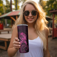 Polynesia Breast Cancer Awareness Skinny Tumbler No One Fights Alone Pink Ribbon With Butterfly LT14 - Polynesian Pride