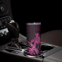 Polynesia Breast Cancer Awareness Skinny Tumbler No One Fights Alone Pink Ribbon With Butterfly LT14 - Polynesian Pride
