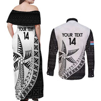 Custom Fiji Rugby Couples Matching Off Shoulder Maxi Dress and Long Sleeve Button Shirt Go Champions Fijian Tapa Cloth LT14 - Polynesian Pride