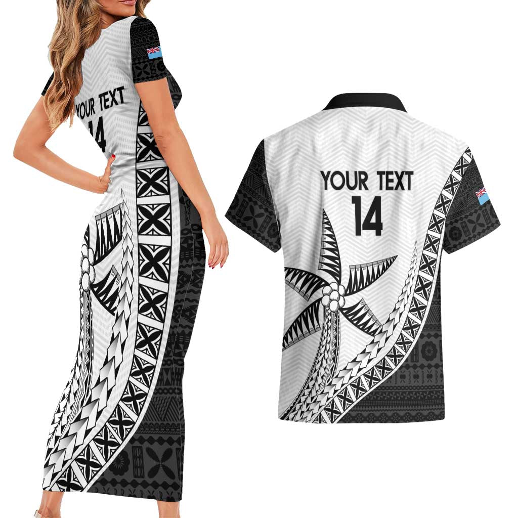 Custom Fiji Rugby Couples Matching Short Sleeve Bodycon Dress and Hawaiian Shirt Go Champions Fijian Tapa Cloth LT14 - Polynesian Pride