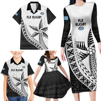 Custom Fiji Rugby Family Matching Long Sleeve Bodycon Dress and Hawaiian Shirt Go Champions Fijian Tapa Cloth LT14 - Polynesian Pride