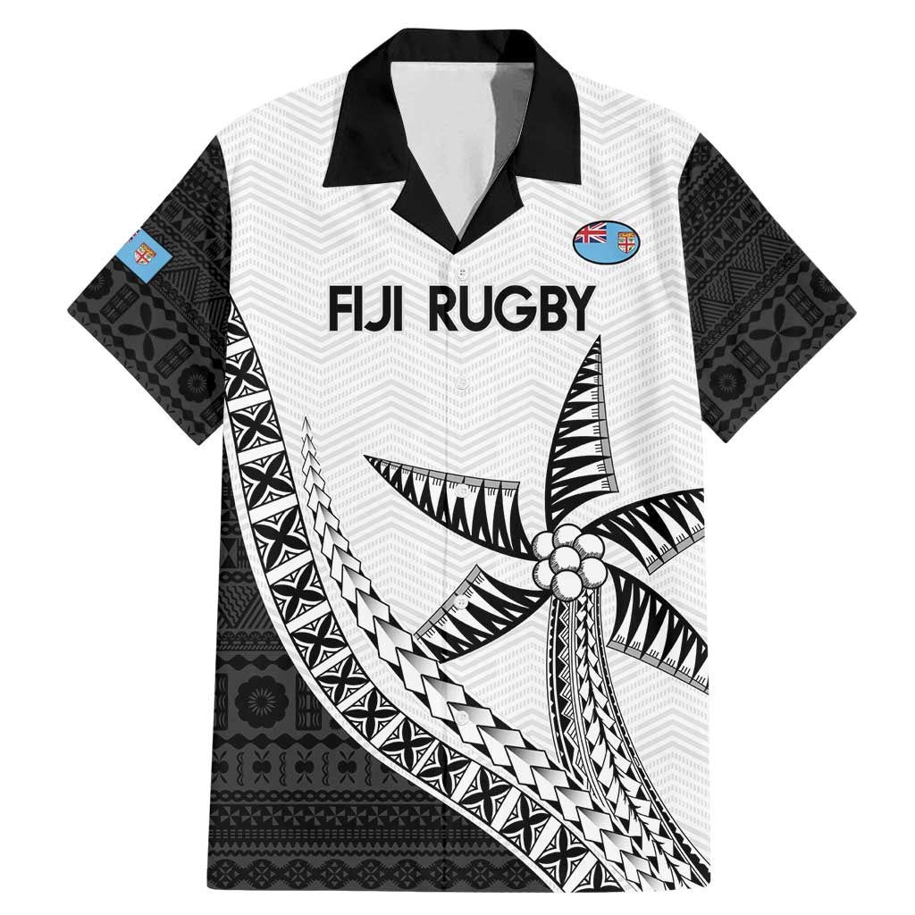 Custom Fiji Rugby Family Matching Mermaid Dress and Hawaiian Shirt Go Champions Fijian Tapa Cloth LT14 Dad's Shirt - Short Sleeve White - Polynesian Pride