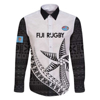 Custom Fiji Rugby Family Matching Mermaid Dress and Hawaiian Shirt Go Champions Fijian Tapa Cloth LT14 Dad's Shirt - Long Sleeve White - Polynesian Pride
