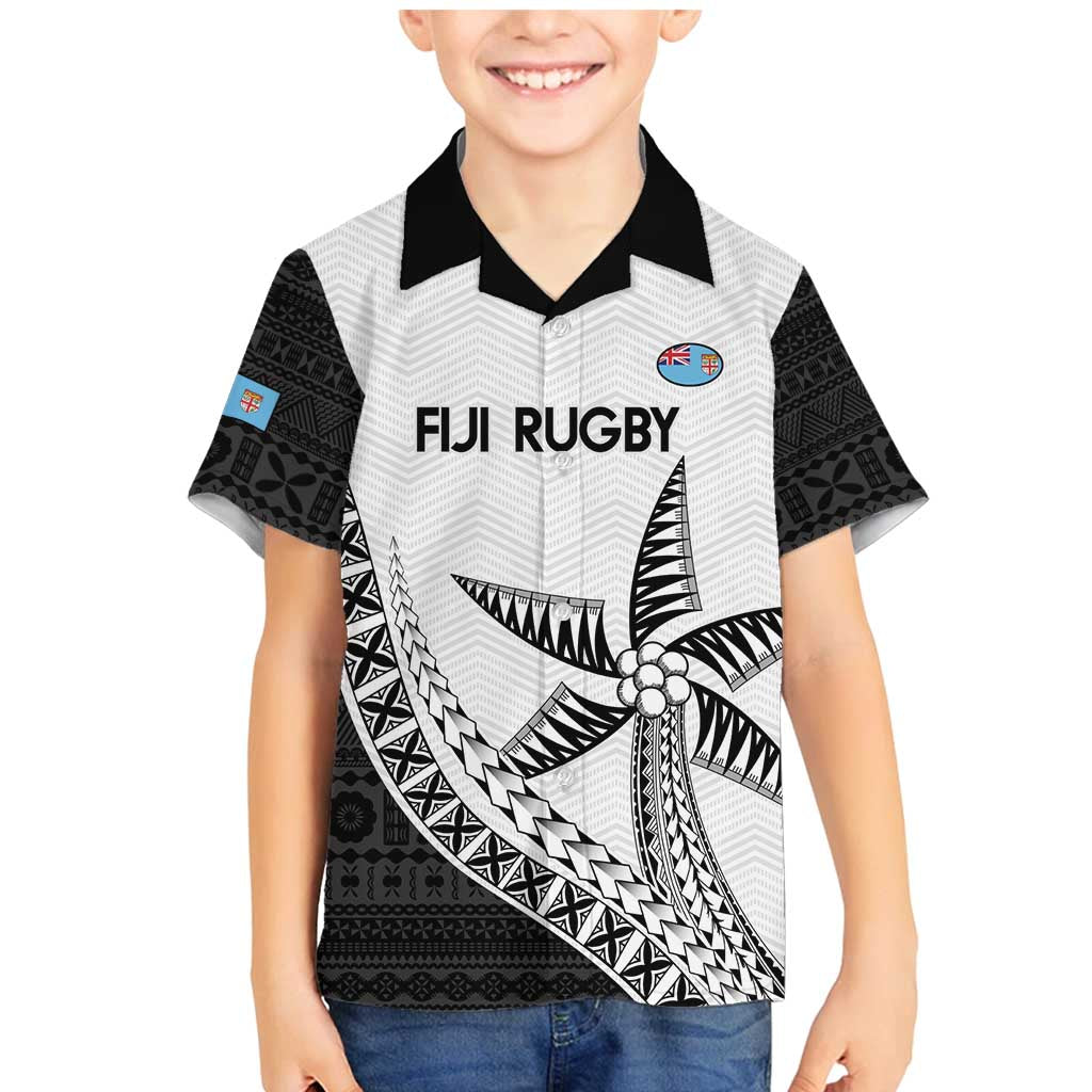 Custom Fiji Rugby Family Matching Mermaid Dress and Hawaiian Shirt Go Champions Fijian Tapa Cloth LT14 Son's Shirt White - Polynesian Pride