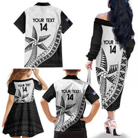 Custom Fiji Rugby Family Matching Off The Shoulder Long Sleeve Dress and Hawaiian Shirt Go Champions Fijian Tapa Cloth LT14 - Polynesian Pride