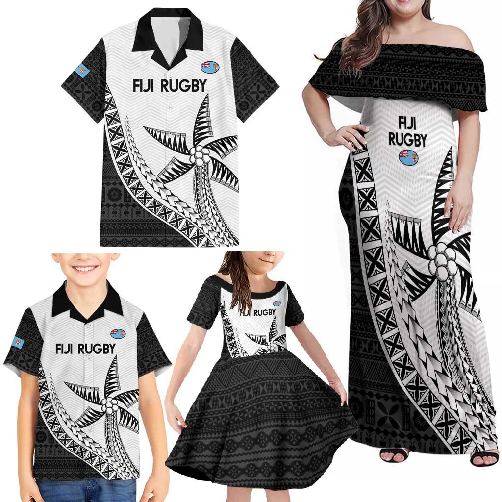 Custom Fiji Rugby Family Matching Off Shoulder Maxi Dress and Hawaiian Shirt Go Champions Fijian Tapa Cloth LT14 - Polynesian Pride