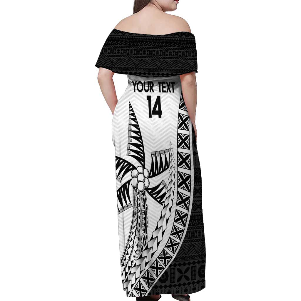 Custom Fiji Rugby Family Matching Off Shoulder Maxi Dress and Hawaiian Shirt Go Champions Fijian Tapa Cloth LT14 - Polynesian Pride