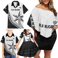 Custom Fiji Rugby Family Matching Off Shoulder Short Dress and Hawaiian Shirt Go Champions Fijian Tapa Cloth LT14 - Polynesian Pride