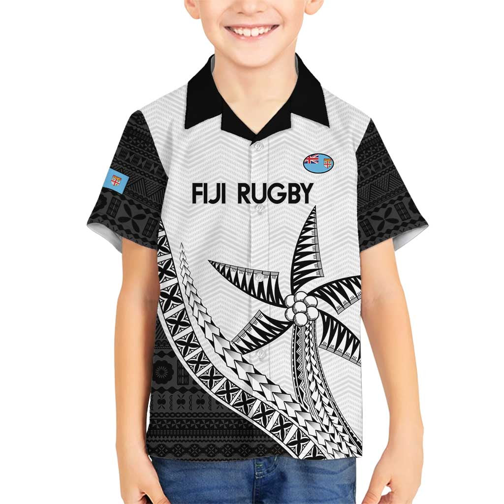 Custom Fiji Rugby Family Matching Puletasi and Hawaiian Shirt Go Champions Fijian Tapa Cloth LT14 Son's Shirt White - Polynesian Pride