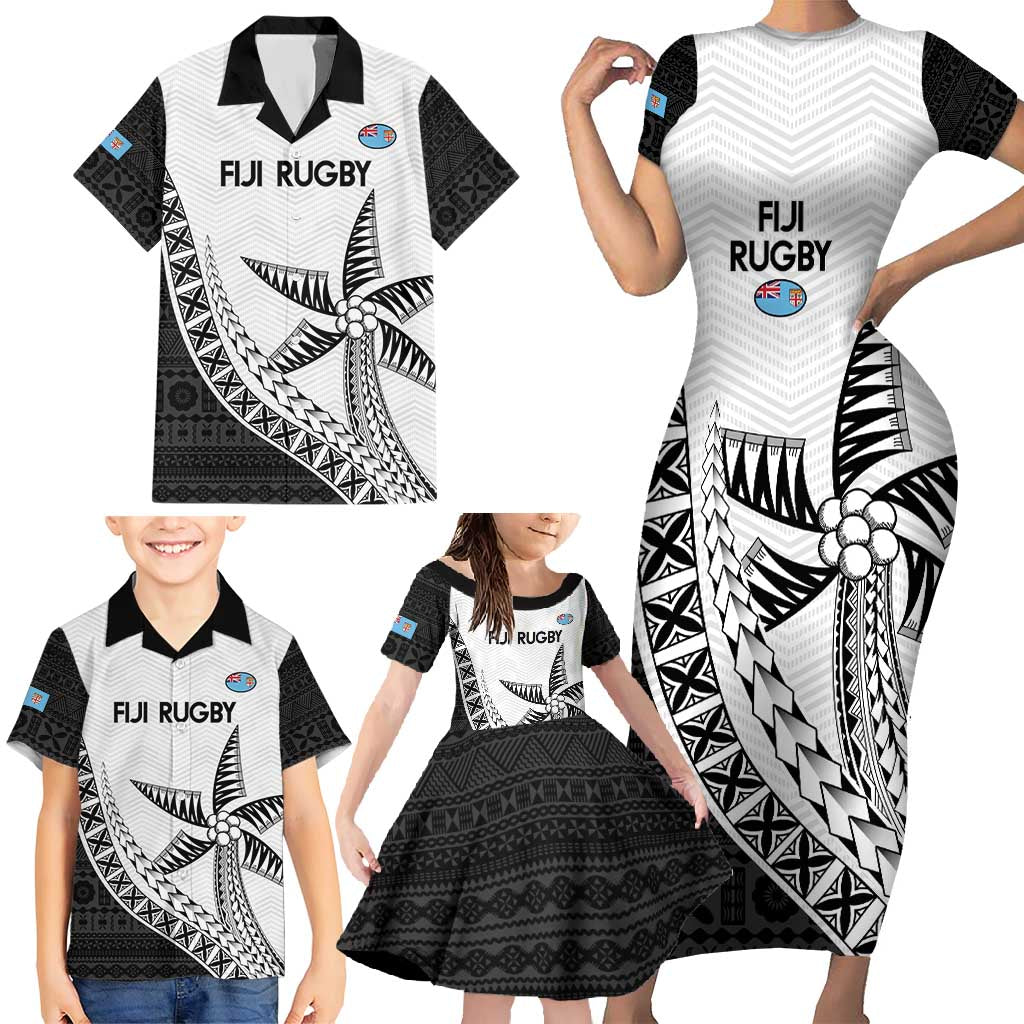 Custom Fiji Rugby Family Matching Short Sleeve Bodycon Dress and Hawaiian Shirt Go Champions Fijian Tapa Cloth LT14 - Polynesian Pride