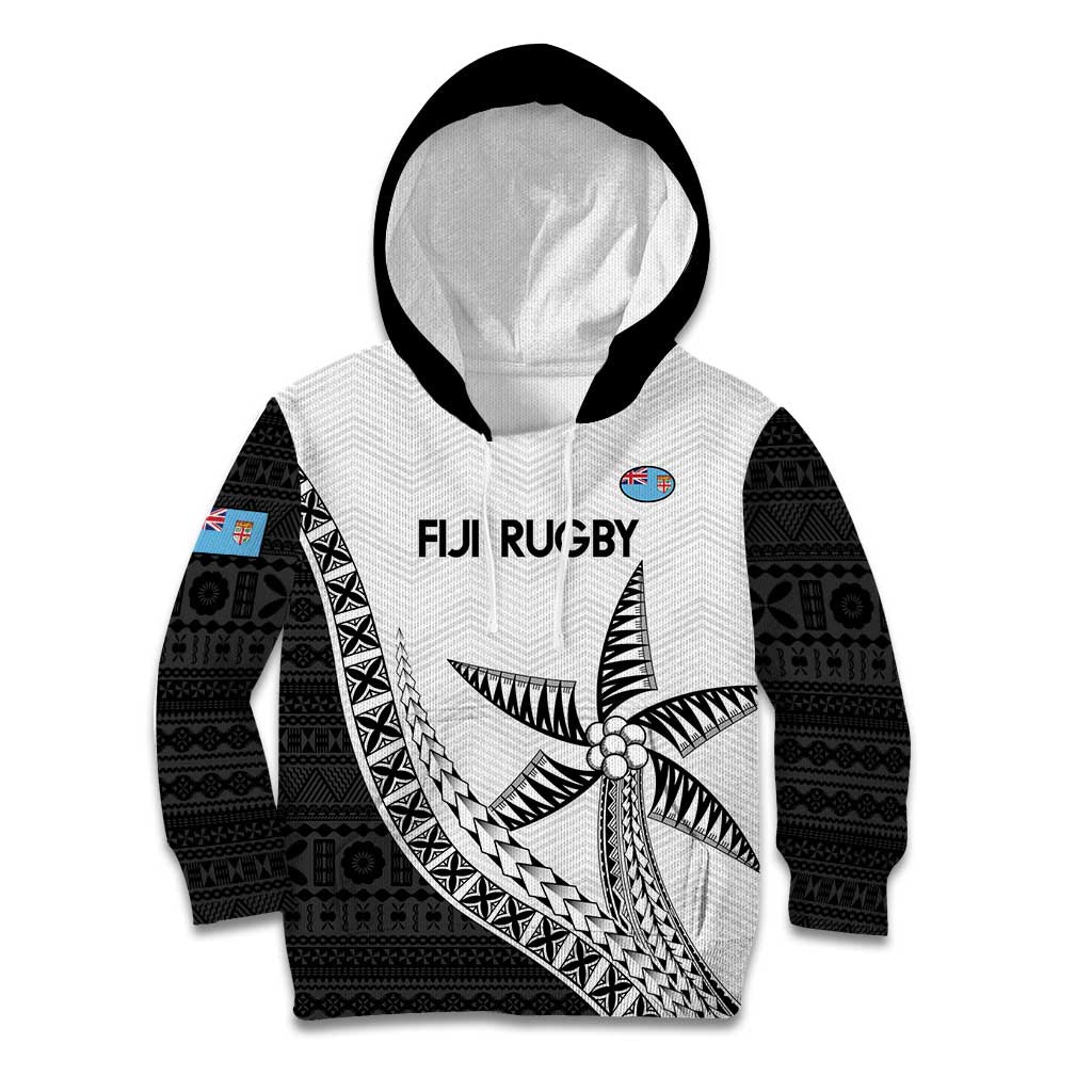 Custom Fiji Rugby Kid Hoodie Go Champions Fijian Tapa Cloth LT14 Hoodie White - Polynesian Pride