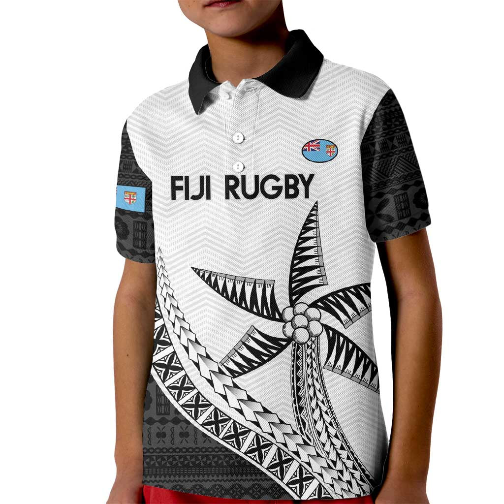 Custom Fiji Rugby Kid Polo Shirt Go Champions Fijian Tapa Cloth LT14 Kid White - Polynesian Pride