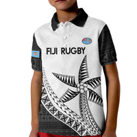 Custom Fiji Rugby Kid Polo Shirt Go Champions Fijian Tapa Cloth LT14 Kid White - Polynesian Pride