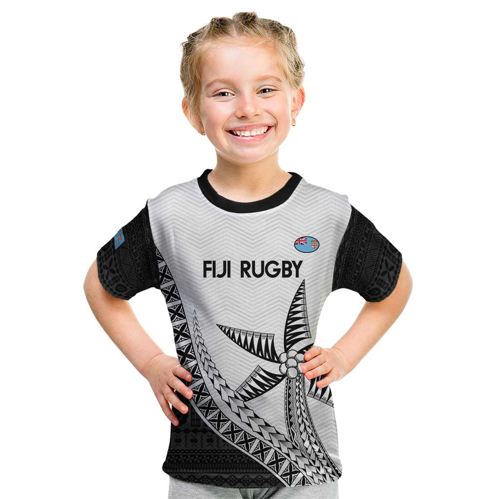 Custom Fiji Rugby Kid T Shirt Go Champions Fijian Tapa Cloth LT14 White - Polynesian Pride