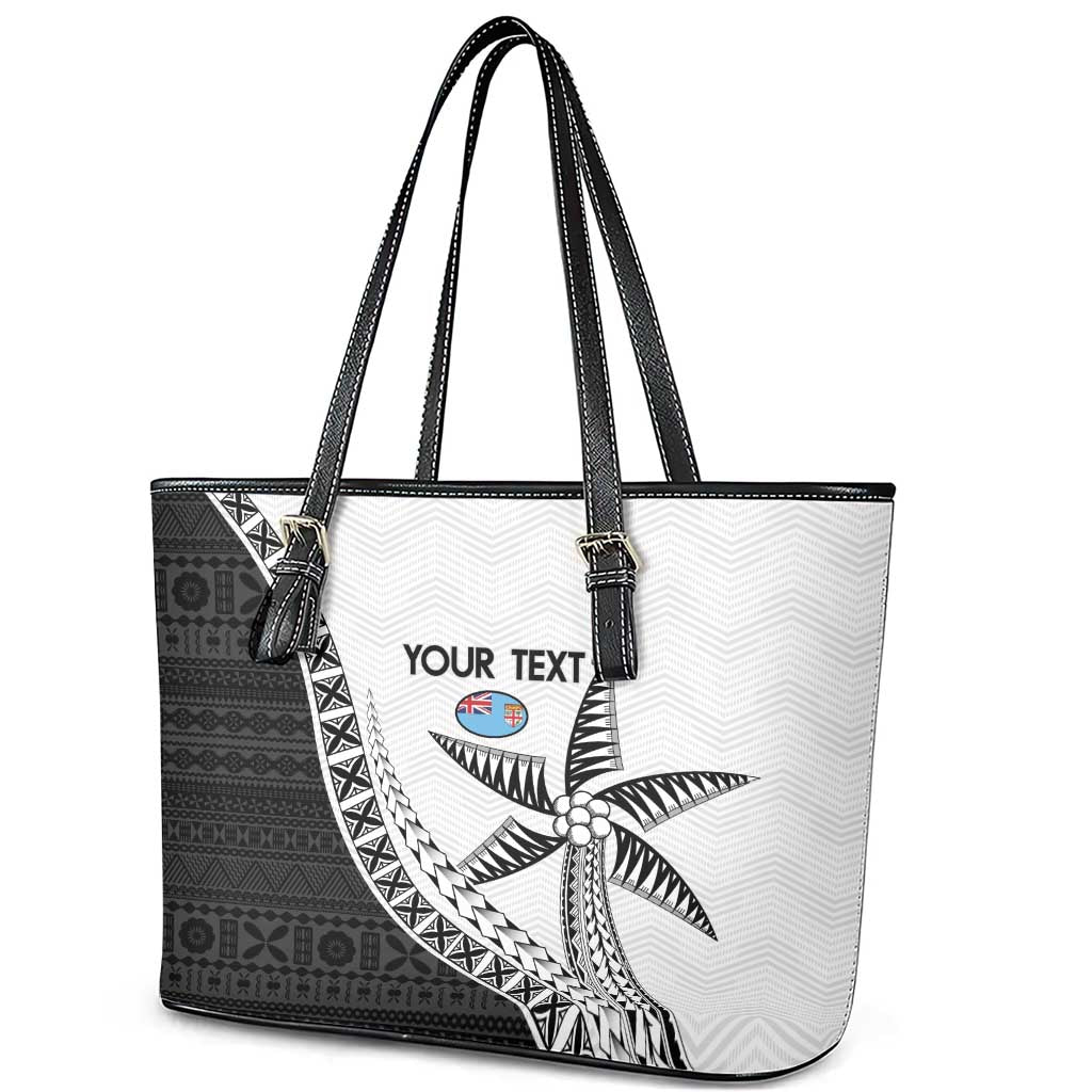 Custom Fiji Rugby Leather Tote Bag Go Champions Fijian Tapa Cloth LT14 - Polynesian Pride