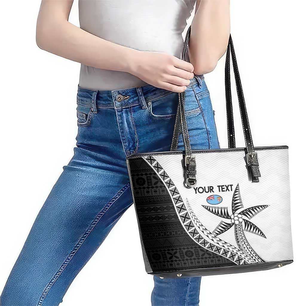 Custom Fiji Rugby Leather Tote Bag Go Champions Fijian Tapa Cloth LT14 - Polynesian Pride