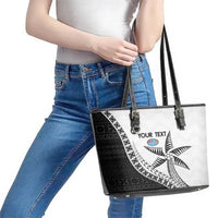 Custom Fiji Rugby Leather Tote Bag Go Champions Fijian Tapa Cloth LT14 - Polynesian Pride