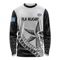 Custom Fiji Rugby Long Sleeve Shirt Go Champions Fijian Tapa Cloth LT14 Unisex White - Polynesian Pride