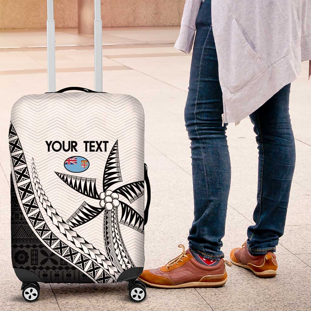 Custom Fiji Rugby Luggage Cover Go Champions Fijian Tapa Cloth LT14 White - Polynesian Pride