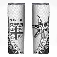 Custom Fiji Rugby Skinny Tumbler Go Champions Fijian Tapa Cloth LT14 White - Polynesian Pride