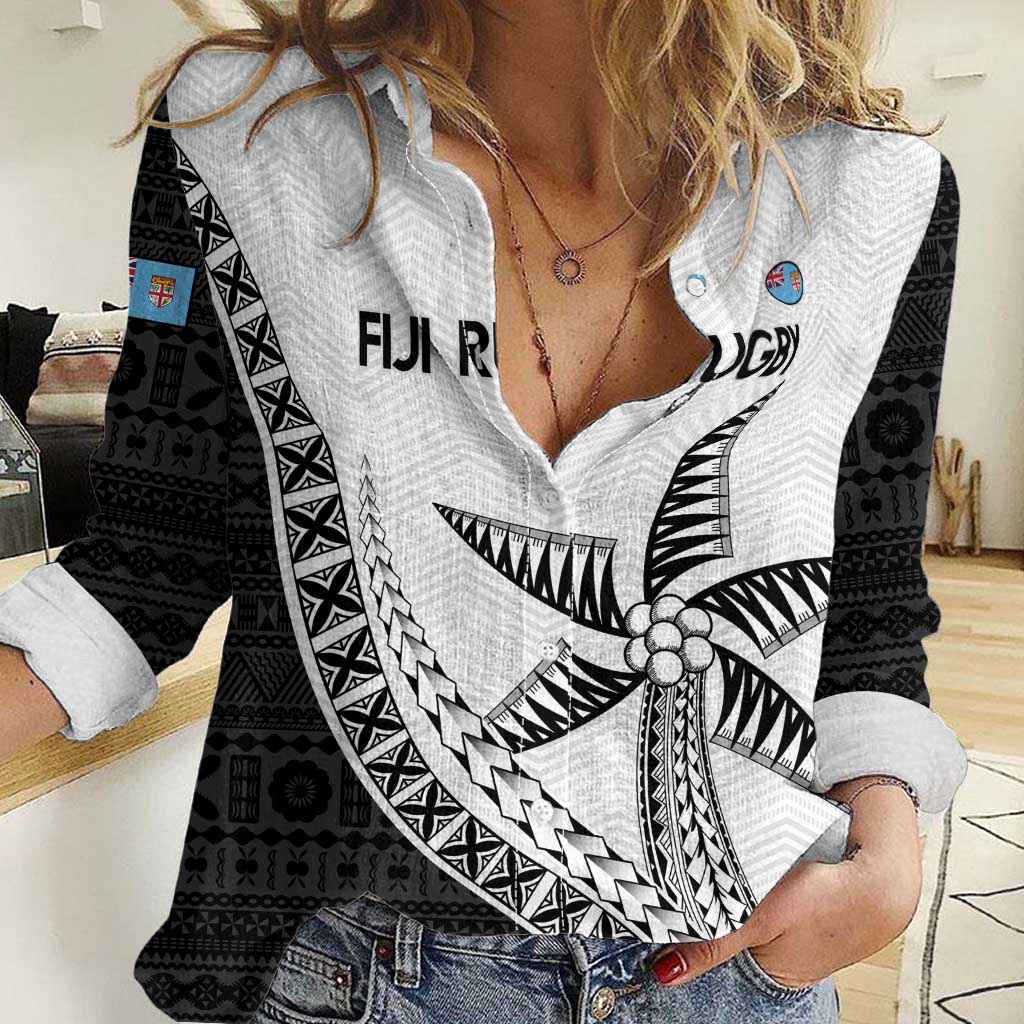 Custom Fiji Rugby Women Casual Shirt Go Champions Fijian Tapa Cloth LT14 Female White - Polynesian Pride