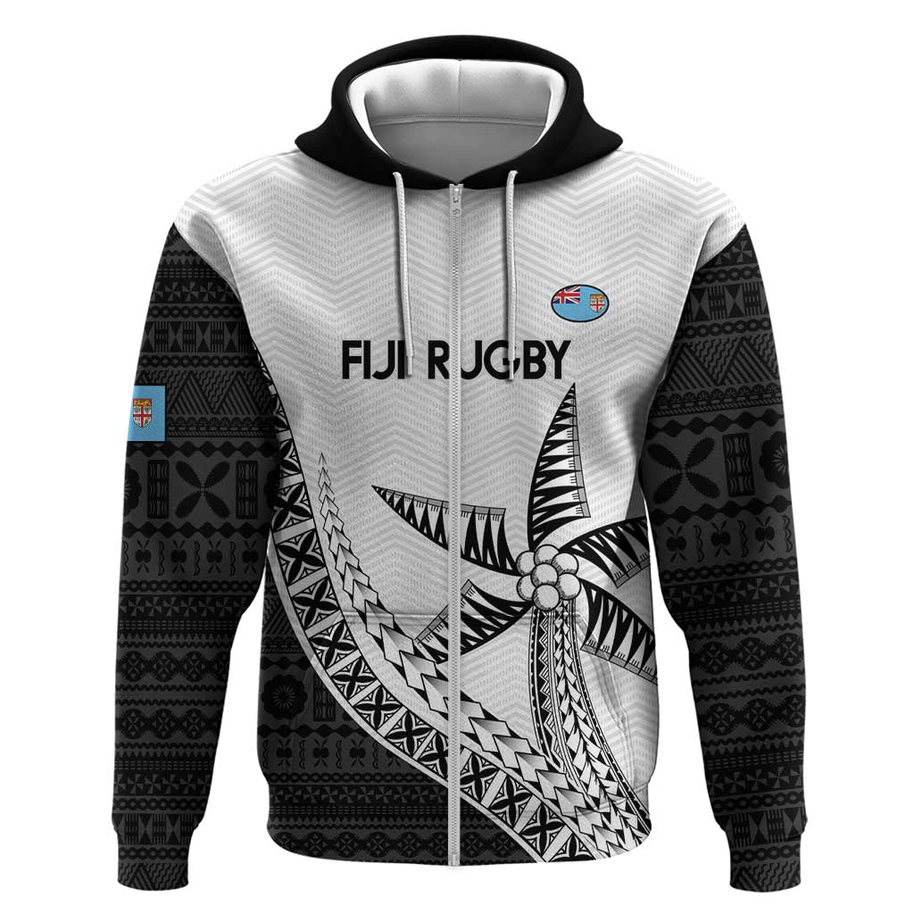 Custom Fiji Rugby Zip Hoodie Go Champions Fijian Tapa Cloth LT14 Zip Hoodie White - Polynesian Pride