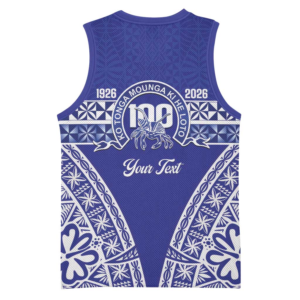 Personalised Queen Salote College Basketball Jersey Kolisi Fefine 100th Anniversary Kupesi Blue LT14 - Polynesian Pride