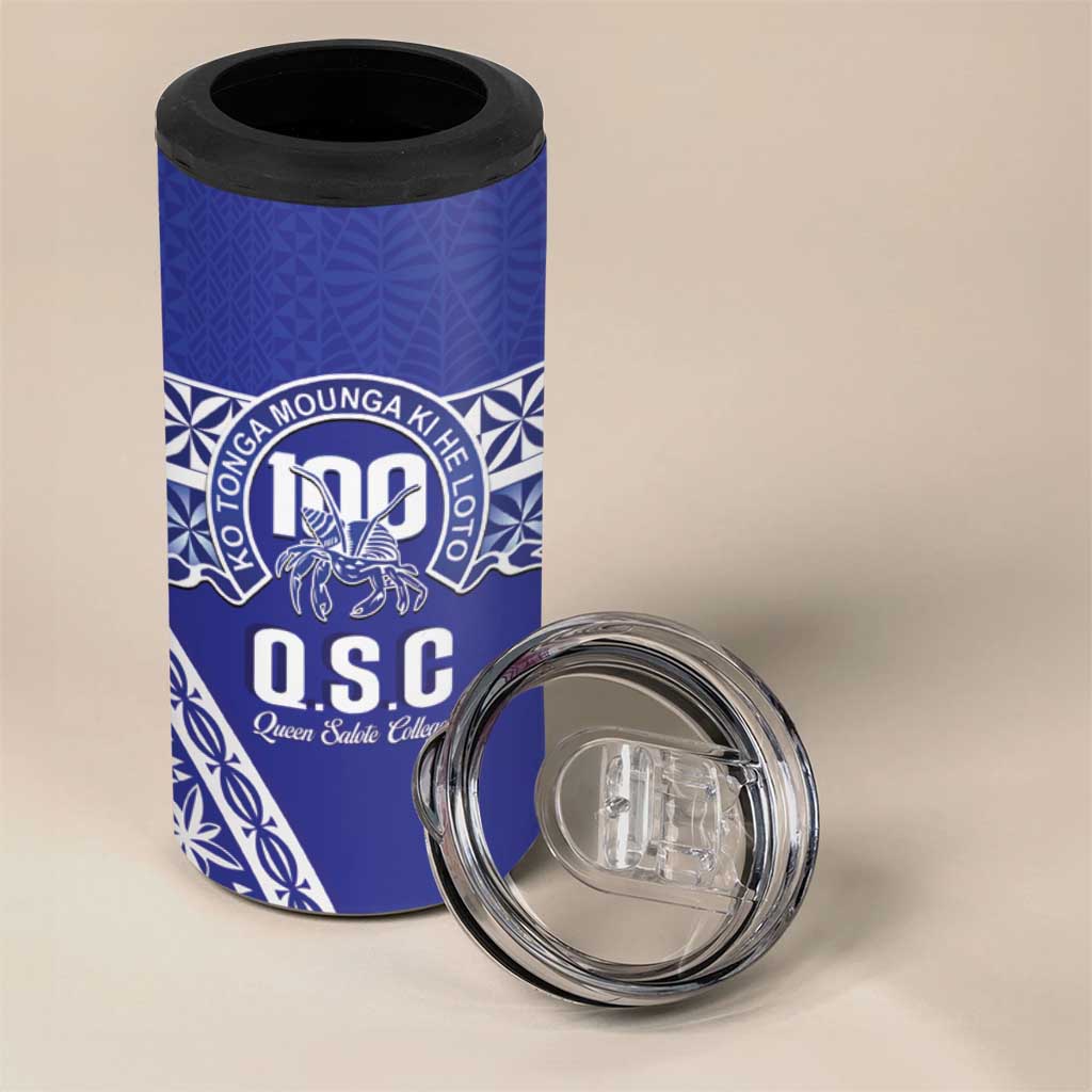 Personalised Queen Salote College 4 in 1 Can Cooler Tumbler Kolisi Fefine 100th Anniversary Kupesi Blue LT14 - Polynesian Pride