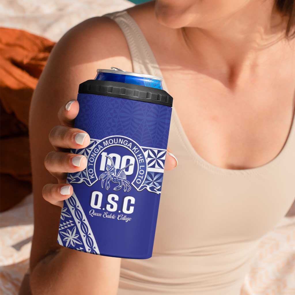 Personalised Queen Salote College 4 in 1 Can Cooler Tumbler Kolisi Fefine 100th Anniversary Kupesi Blue LT14 - Polynesian Pride