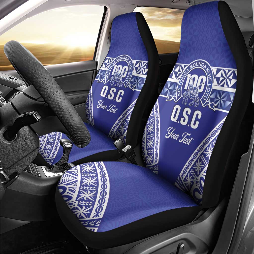 Personalised Queen Salote College Car Seat Cover Kolisi Fefine 100th Anniversary Kupesi Blue LT14 - Polynesian Pride