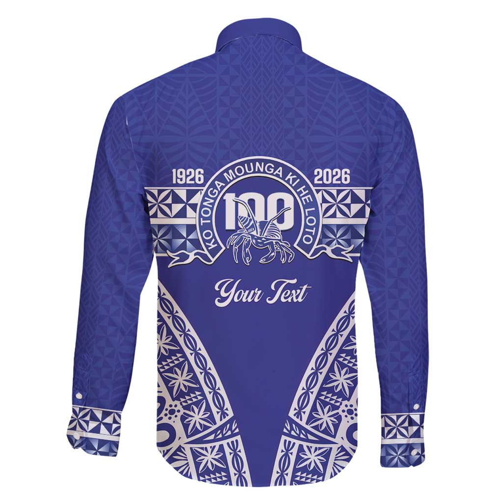 Personalised Queen Salote College Family Matching Long Sleeve Bodycon Dress and Hawaiian Shirt Kolisi Fefine 100th Anniversary Kupesi Blue LT14 - Polynesian Pride
